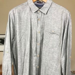 Ted Baker London Long Sleeved Linen Shrt. Lt. Gray